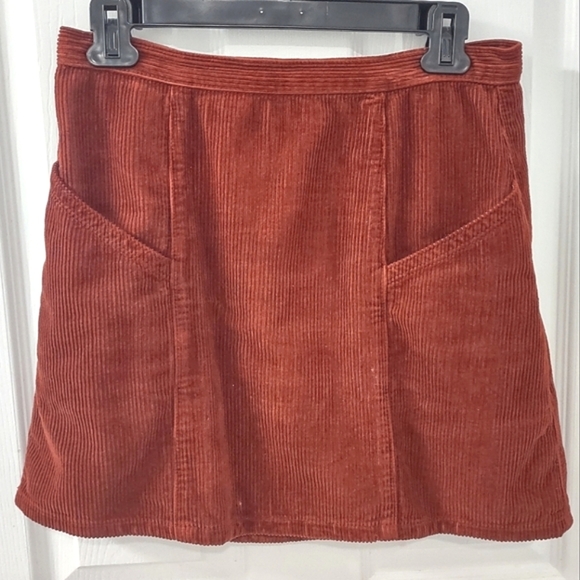 asos DESIGN Petite Cord Micro Mini Skirt in Rust Orange Size 8P - Picture 1 of 7